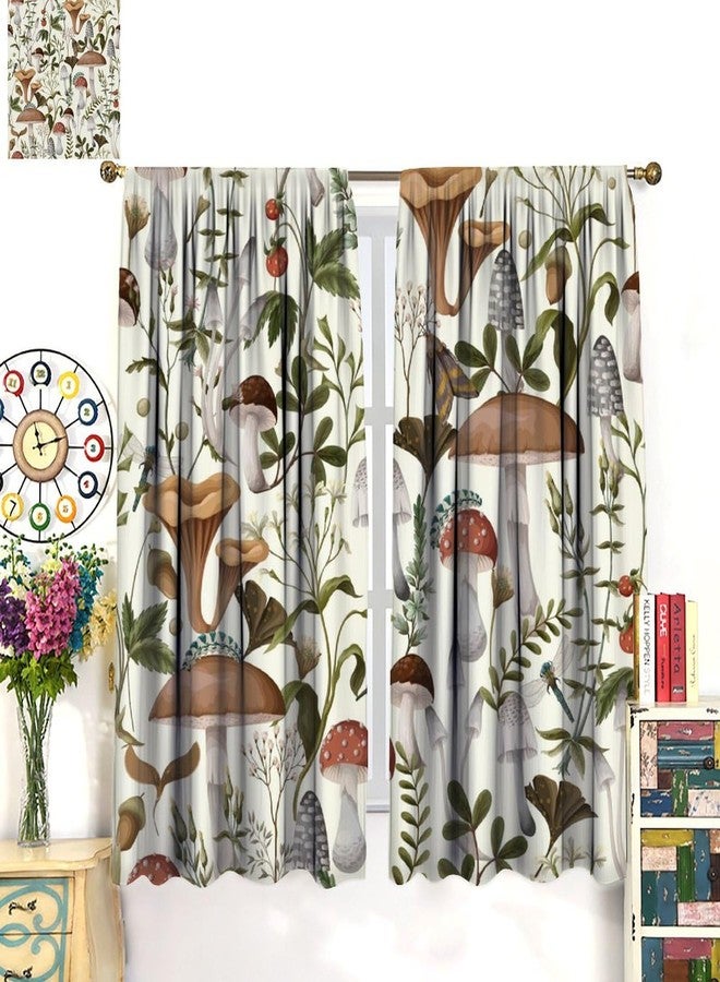 YCness Mushroom Boho Curtains Woodland Nature Plant Art Printed Window Drapes for Bedroom Living Room Kitchen Decor Fabric Set 2 Panel 42x45 Inch 30% Shading Rate - Image 3